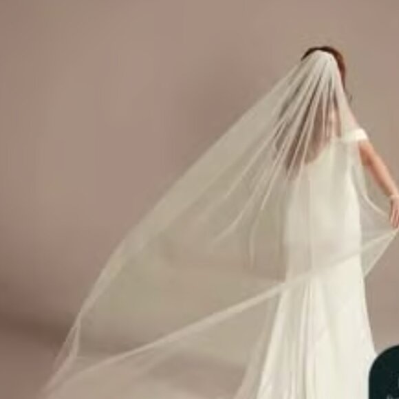 David’s Bridal Cathedral Wedding Veil – Sparkle Tulle & Pearl Detail - Picture 6 of 8